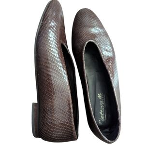 L'INTERVALLE Brown Croc Leather Flats